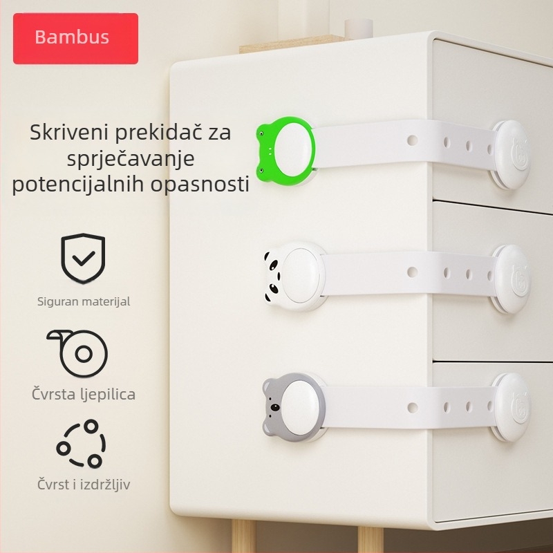 Bangbang Pig višenamjenski sigurnosni zatvarač za djecu, zaključavanje ladice i vrata ormarića, zaštita od pritiskanja, 3 komada, bar kod 6955021809269