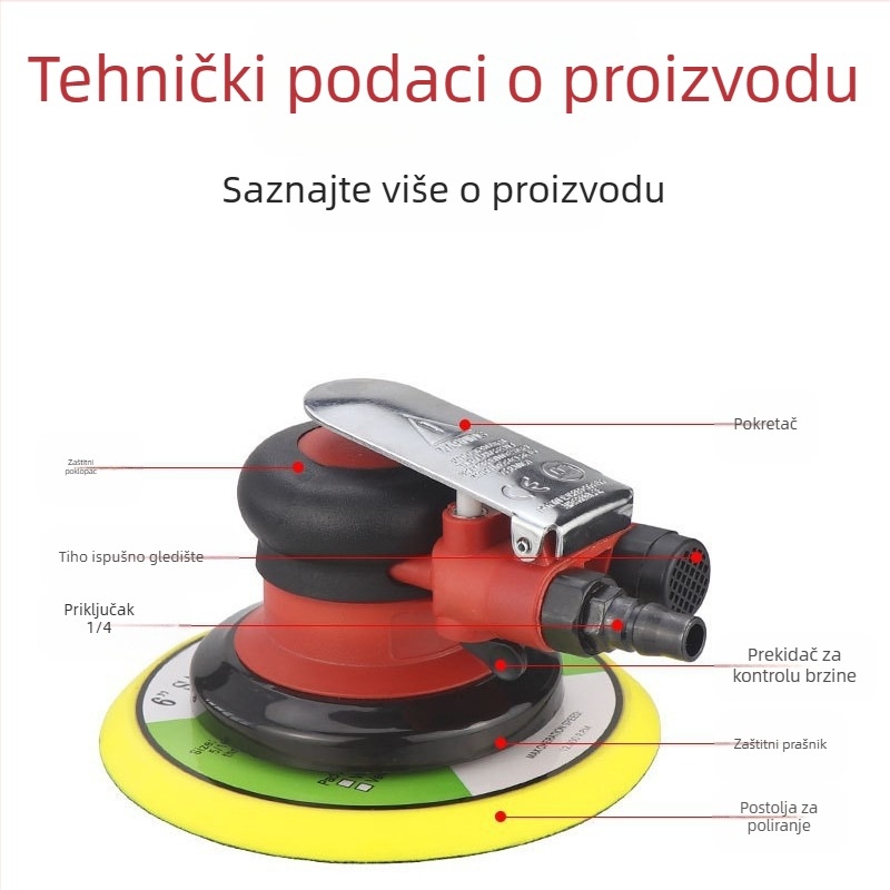 Sea Flying Shark A3 pneumatska ručna disk brusilica – industrijske klase, brušenje i poliranje metala