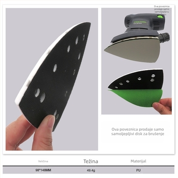 Električni polirni disk s Velcro, PU+nylon abraziv, 4 čavli i 7 rupa, za namještaj