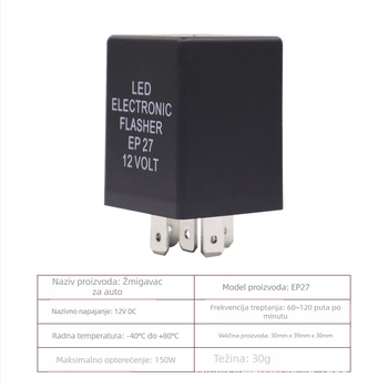 LED relej za miganje automobila, 12V, 5-pin EP27/EP29