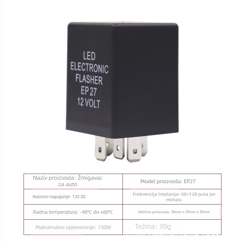LED relej za miganje automobila, 12V, 5-pin EP27/EP29