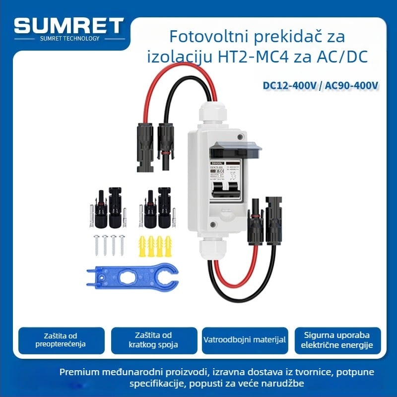 Fotovoltnički DC izolacijski prekidač, vanjski vodootporan, serija HT2-MC4, 50-440V DC, niska napetost, miniaturni prekidač