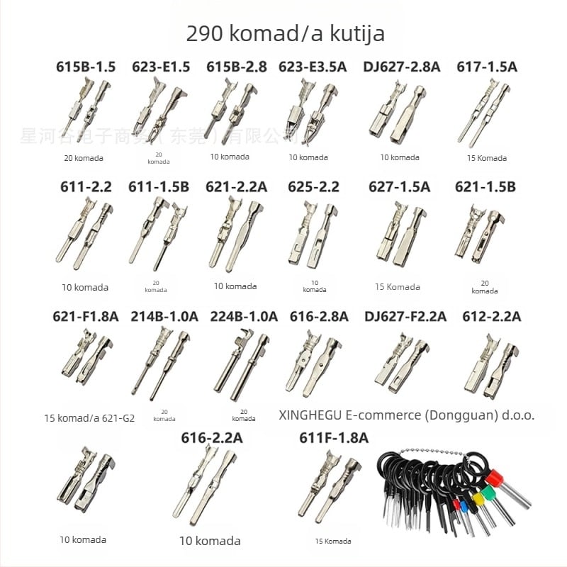 Set pinova za automobilski konektor, 690 kom, bakreni kontakti, jednopin konfiguracija, kompatibilno s muškima i ženskima konektorima za automobilsku elektroniku