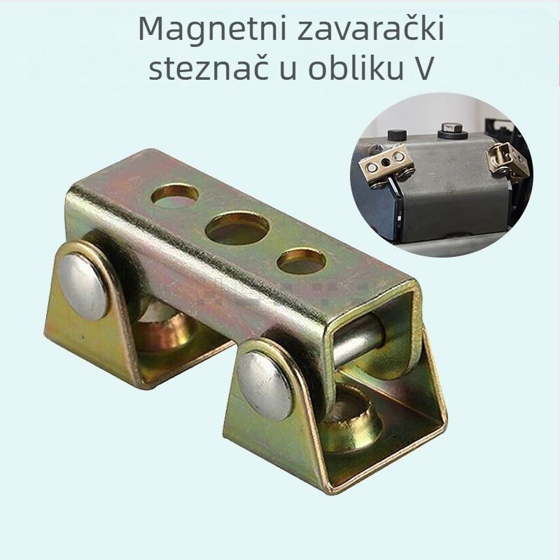 Nehrđajući čelik V‑oblik magnetski prilagodljivi držač za zavarivanje s V‑tipom — HUOTO • 100 kom • Opseg primjene: magnetski prilagodljivi V‑tip držač • Specifikacija: magnetski prilagodljivi V‑tip držač