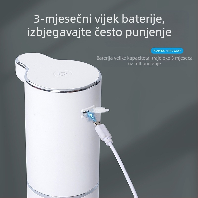 Automatski senzorni pjenasti dispenser sapuna, USB punjenje, ABS kućište, kapacitet 300 ml, tri razine pjene
