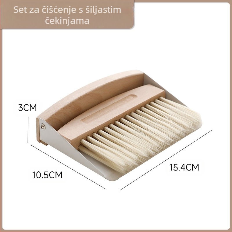 Mini set za čišćenje stola: metla i lopatica za prašinu od nehrđajućeg čelika, izdano 2018., pakiranje 1 kom.