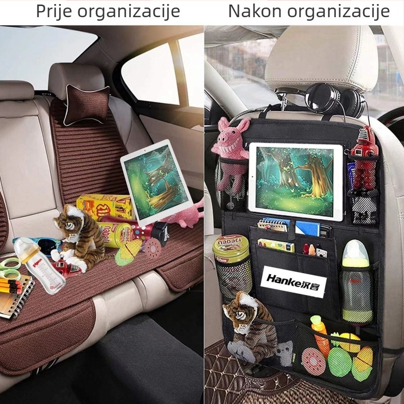 Torba za pohranu stražnjeg sjedala automobila, viseći organizator, Oxford tkanina, vodootporna, univerzalna kompatibilnost, s tiskom logotipa