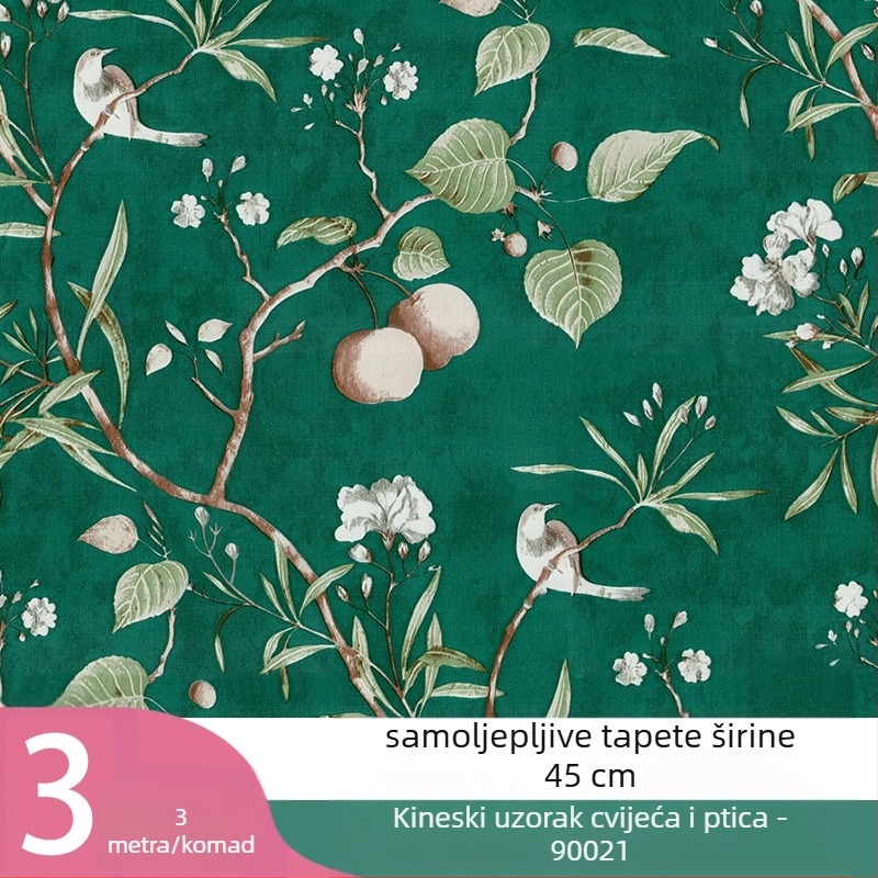 Vintage kineskog stila tapeta s cvijećem i pticama, samoljepljiva, pastoralni ukras za spavaću sobu, tridimenzionalne zidne naljepnice