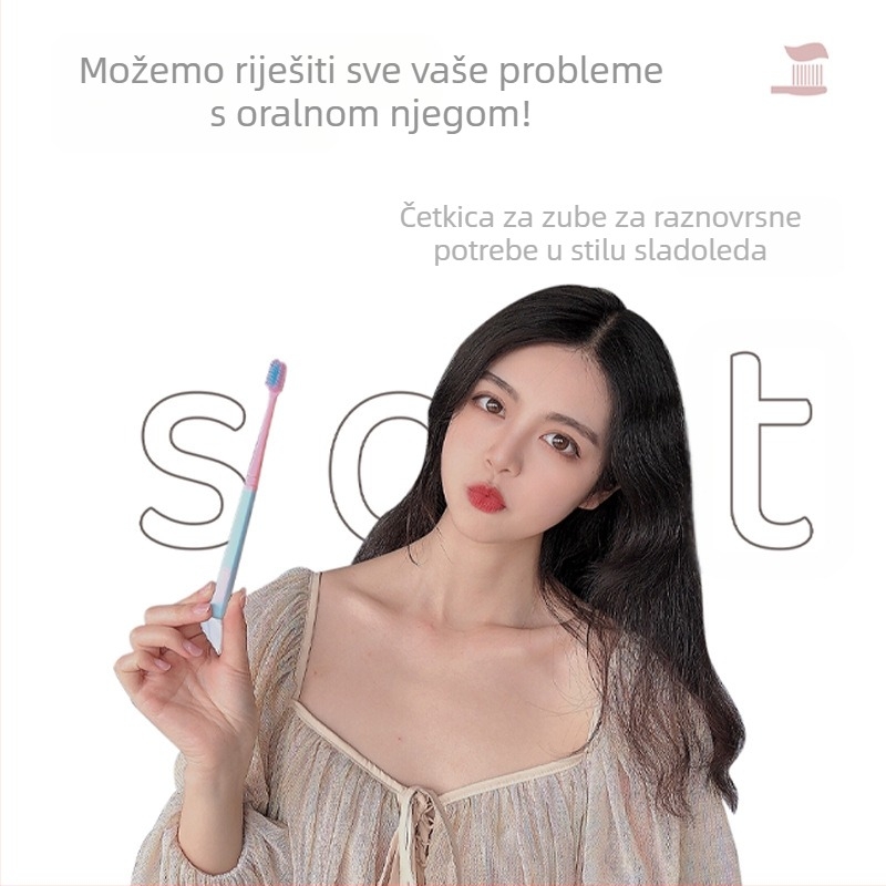 Ručna četkica za zube, model 102, 8 komada u kutiji, za odrasle, meke vlakne
