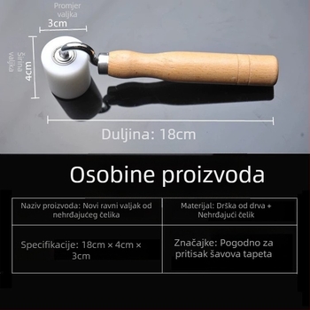 POM plosni kutni tlak točkić s drvenom drškom – ručno izrađeno za popravak tapeta