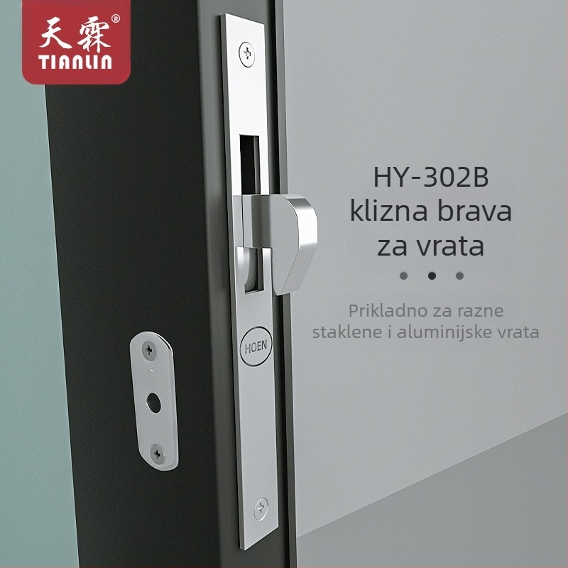 Vrezna brava za vrata s aluminijskim okvirom i staklom, model HY-302A/HY-302B, od željeza, moderni stil jednostavnosti