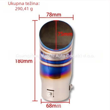 YC cijev za ispušni sustav od nehrđajućeg čelika, model: jedan izlaz na kraju, univerzalna ugradnja