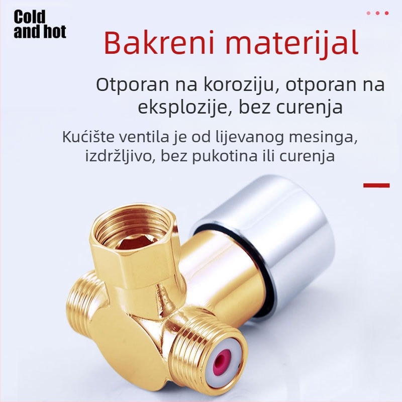 Mu Bin termostatski ventil za regulaciju temperature sa senzorom, slavina s 2 ulaza i 1 izlaz, 3-puta miješač za grijanje vode, model 62325, radni tlak 0.8 MPa, hladna 10°C, vruća 80°C