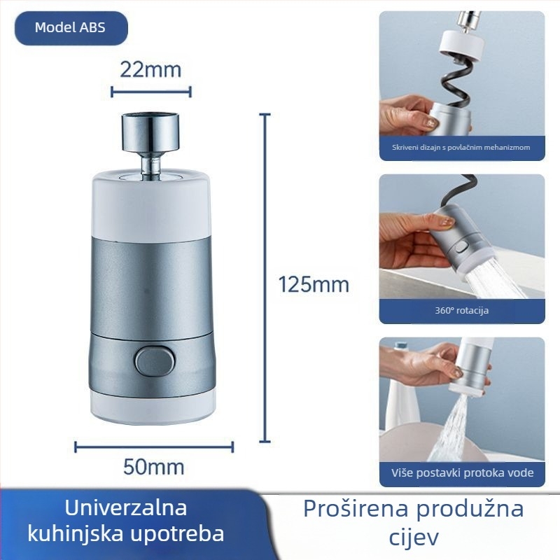 Kuhinjski slavina s izvlačnim izljevom, model CLDD2YS, materijal nehrđajući čelik + ABS, upravljanje jednim ručicama, nazivni tlak 10, radna temperatura 85°C