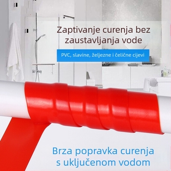 Samouzavojna silikon ljepljiva traka za popravak vodovodnih cijevi, debljina 1 mm, silikon osnova, otporna na temperaturu 260°C kratkoročno / 200°C dugoročno