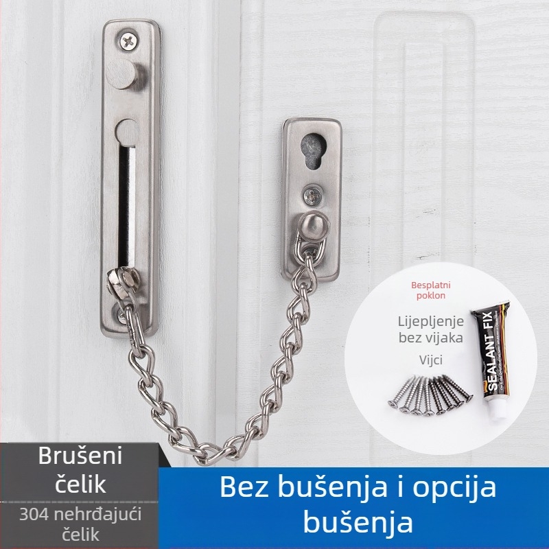 Verižna brava za vrata, dvopunktni mehanizam, nehrđajući čelik, Top Valley, suvremen stil