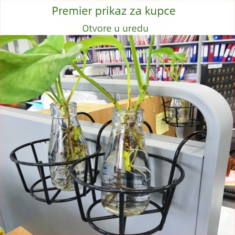 Metalni balkon-stalak za biljke, viseći tip, jednoslojni, model Round Series, jednostavan i moderan stil, kompatibilan