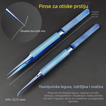 Pineta od titanija, pincete s ravnim i zavijenim vrhom, antimagnetne, za elektroniku