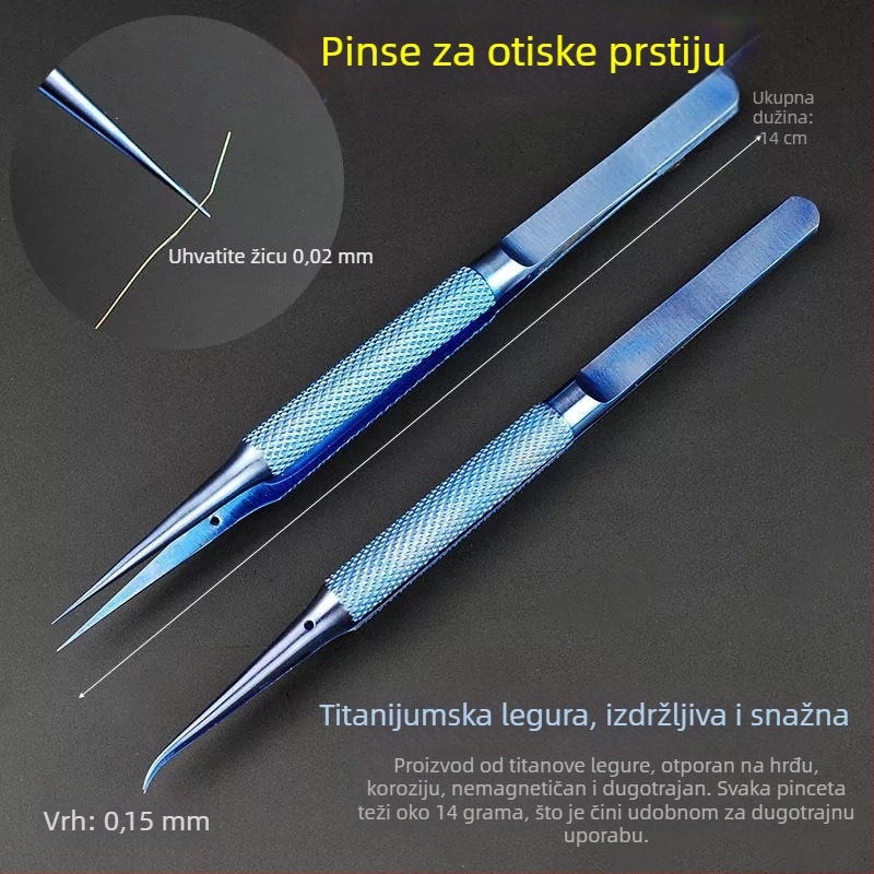 Pineta od titanija, pincete s ravnim i zavijenim vrhom, antimagnetne, za elektroniku