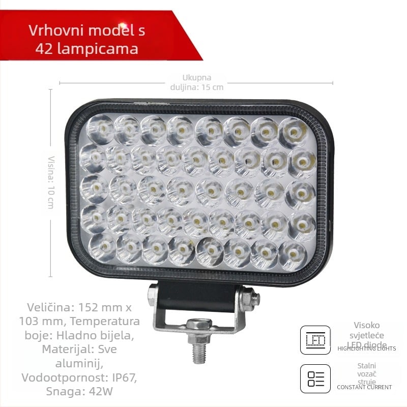 LED prednje svjetlo za električna vozila, željezni abažur svjetla, 12V, 21/33/42W, Mojiosaurus 007