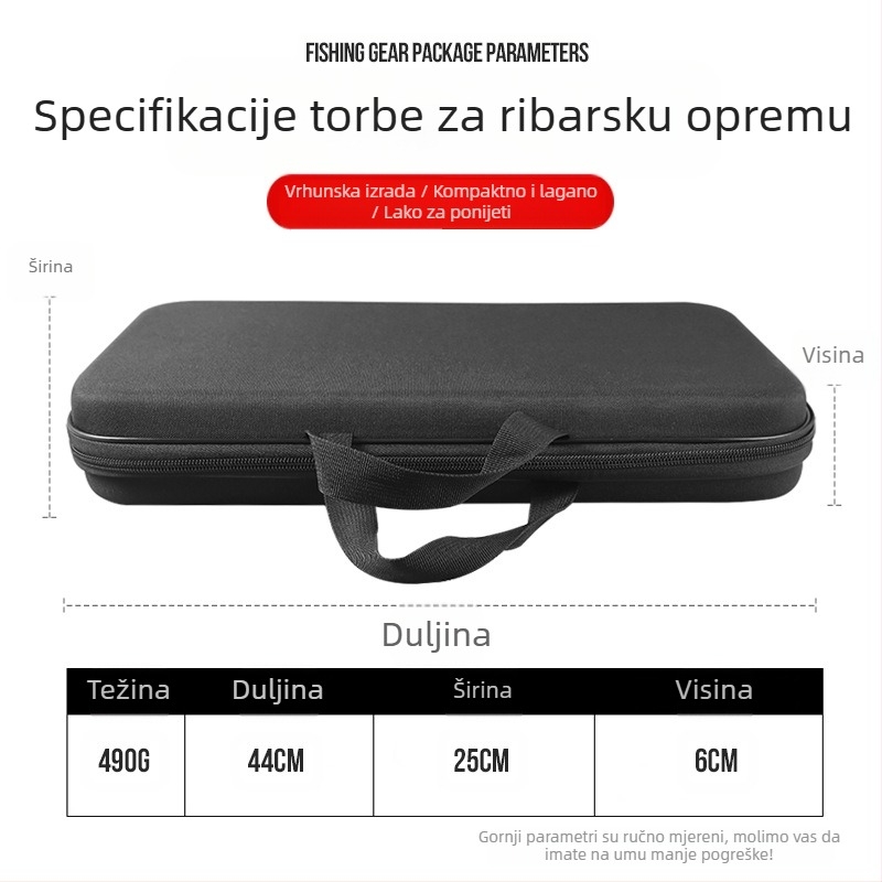 Taoyu EVA tvrda torba za ribolovnu opremu, otporna na udarce za štapove i role, prijenosna kutija za mamce, najlone i dodatke, prenosna
