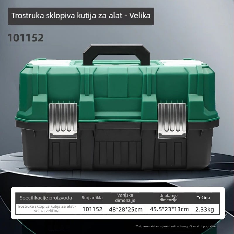 XTuosen Trostruko Sklopiva Kutija Za Alate — Prijenosna Vodootporna Plastična Kutija za Domaću Upotrebu i Održavanje Automobila