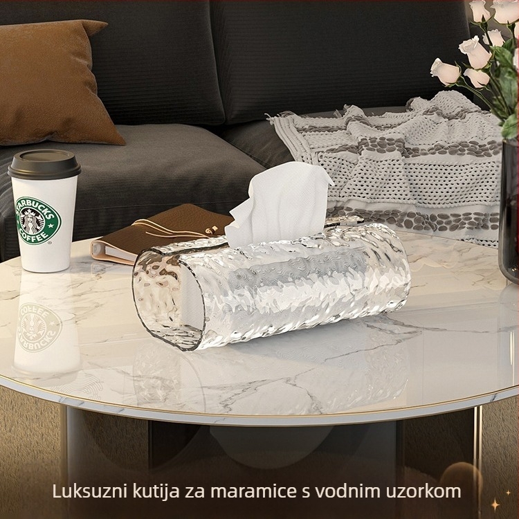 Kutija maramica s motivom vodnih valova – plastična, vodootporna, za izvlačne maramice, svijetlo luksuzan stil, Model 1