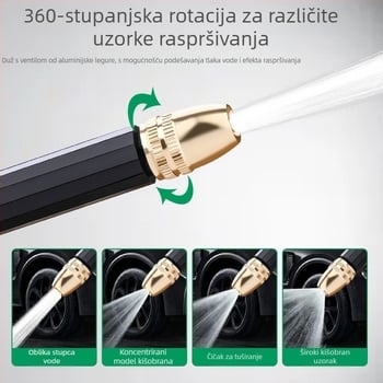 Topson pištolj za pranje automobila za kućnu upotrebu – glava od aluminijske legure, drška od plastike/aluminijske legure, podesiva udaljenost raspršivanja, podesiv tlak vode, pogodan za pranje automobila i zalijevanje cvijeća