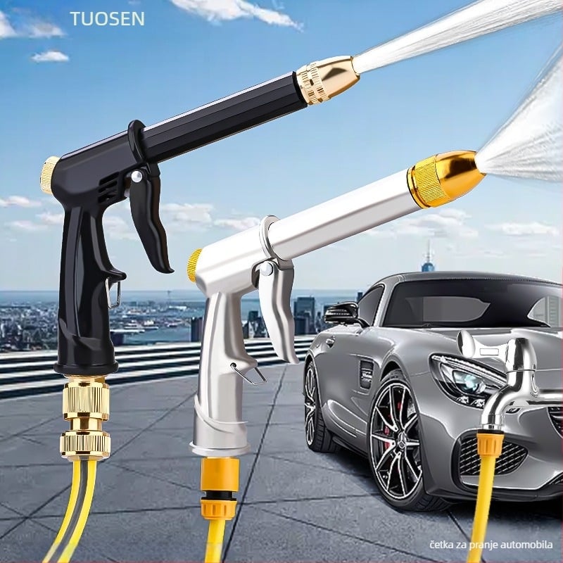 Topson pištolj za pranje automobila za kućnu upotrebu – glava od aluminijske legure, drška od plastike/aluminijske legure, podesiva udaljenost raspršivanja, podesiv tlak vode, pogodan za pranje automobila i zalijevanje cvijeća
