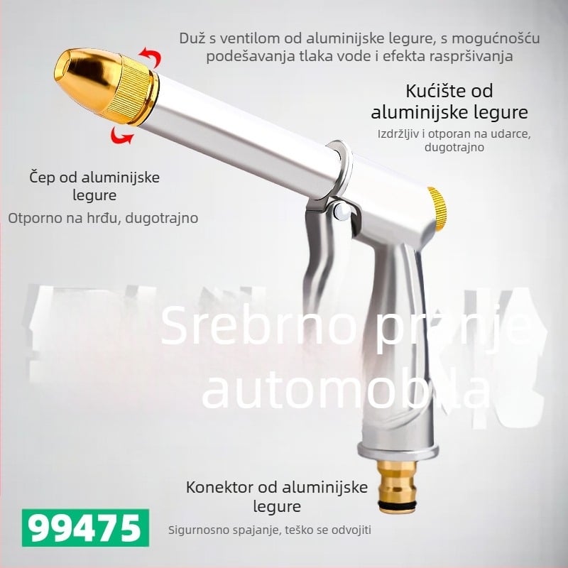 Topson pištolj za pranje automobila za kućnu upotrebu – glava od aluminijske legure, drška od plastike/aluminijske legure, podesiva udaljenost raspršivanja, podesiv tlak vode, pogodan za pranje automobila i zalijevanje cvijeća