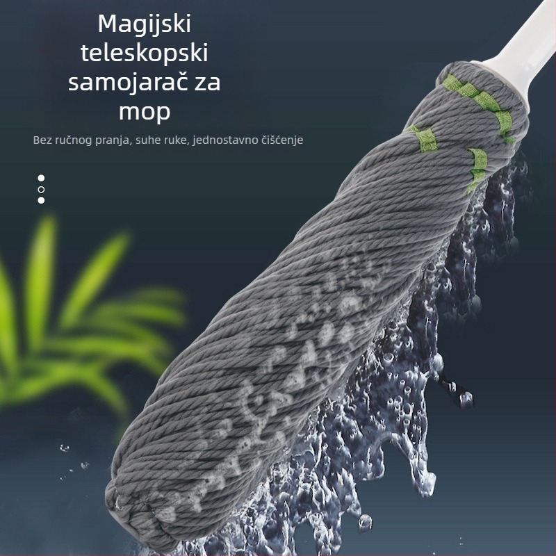 Rotirajući mop s twist mehanizmom – glava od mikrovlakana, nehrđajući čelični nastavak, teleskopska duljina 84–130 cm, postotak iscijeđivanja 80–90%