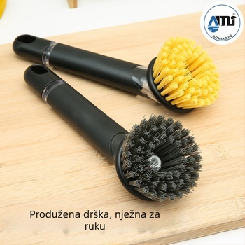 Kuhinjska četka za lonce s dugačkom drškom, višestruka, debela glava za čišćenje; materijal: PET uvijene žice za čišćenje; težina 0.05 kg