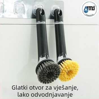 Kuhinjska četka za lonce s dugačkom drškom, višestruka, debela glava za čišćenje; materijal: PET uvijene žice za čišćenje; težina 0.05 kg