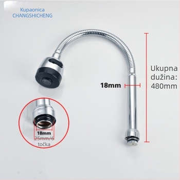 Aerator slavine s univerzalnim rotirajućim zavojem za kuhinju — ABS i nehrđajući čelik, kišna funkcija, ugradnja cijevnim spojem, model FGR545745, radna temperatura 1–90 °C