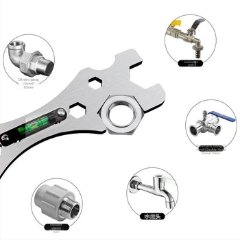 Univerzalni ključ za tuš za instalaciju u kupaonici – nehrđajući čelik, polirana površina, težina 0,15 kg, šesterokutna glava