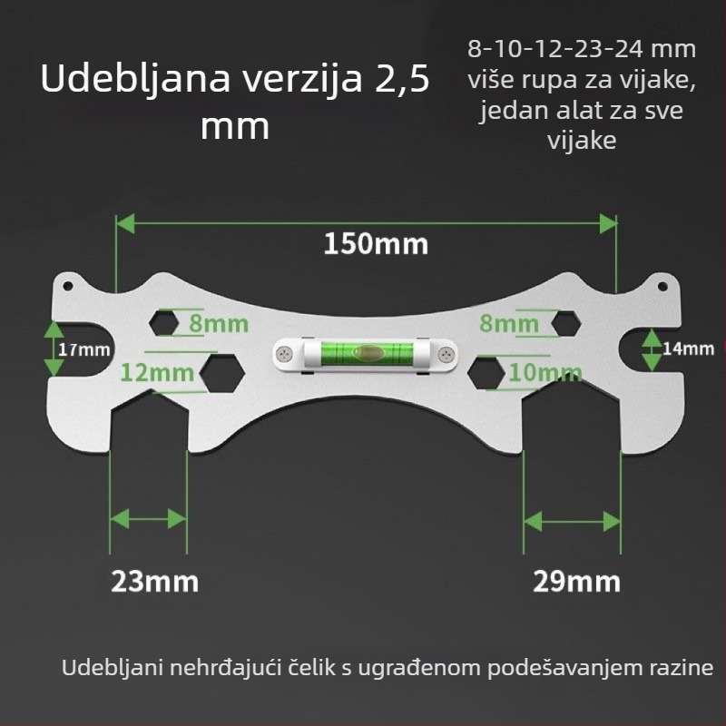 Univerzalni ključ za tuš za instalaciju u kupaonici – nehrđajući čelik, polirana površina, težina 0,15 kg, šesterokutna glava