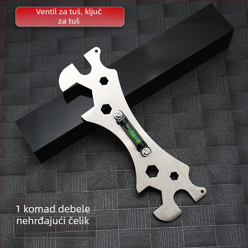 Univerzalni ključ za tuš za instalaciju u kupaonici – nehrđajući čelik, polirana površina, težina 0,15 kg, šesterokutna glava