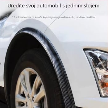 Univerzalni gumeni trokutasti obrubnik za kotač, uzorak karbonskih vlakana, instalacija bez oštećenja, opća namjena