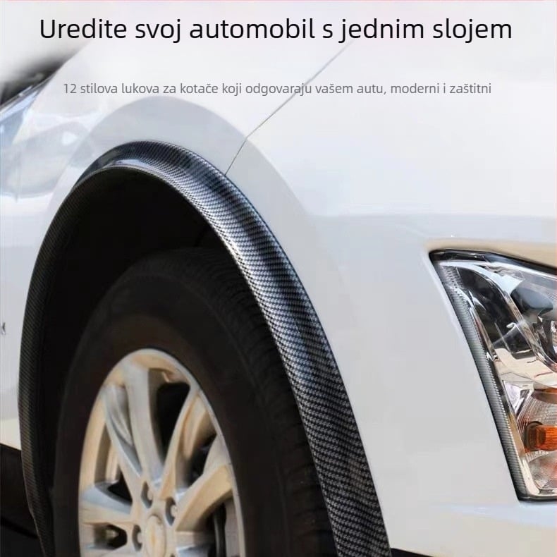 Univerzalni gumeni trokutasti obrubnik za kotač, uzorak karbonskih vlakana, instalacija bez oštećenja, opća namjena