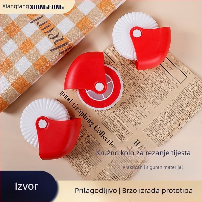 Kuhinjski alat za rezanje tijesta: valjak za rezanje tijesta, kotač za pizzu, kolut za uvijanje, ručni rezač — plastika