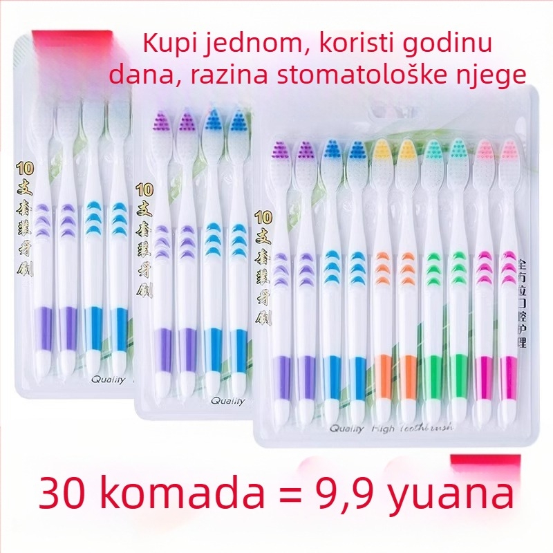 Četkica za zube od bambusovog aktivnog ugljena za odrasle, ultra tanke mekane dlačice, pojedinačno pakirana, 30-dijelni paket