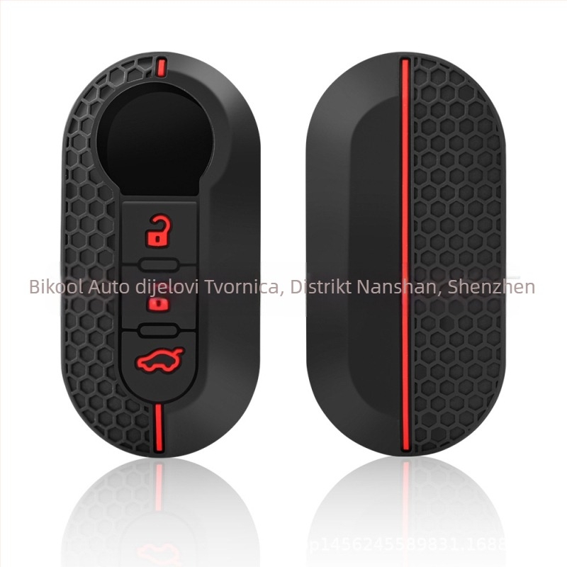Silikonska futrola za ključ Fiat 500, preklopna s 3 tipke, otvoren dizajn