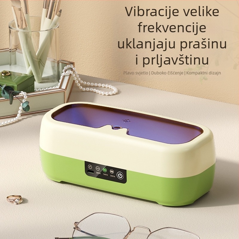 Čistač naočala i nakita — kompaktan, automatski, prijenosni; napajanje USB, suha baterija ili punjenje; napon 3,7 V; snaga 0,5 W; model QX-051; mehanički način rada