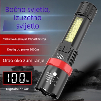 Laser baterijska svjetiljka s USB punjenjem, digitalni zaslon, 5W, domet 100–200 m