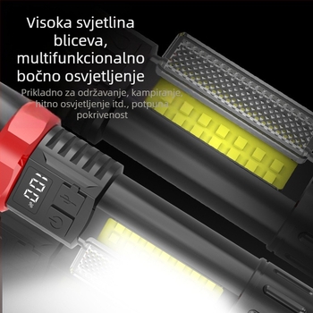 Laser baterijska svjetiljka s USB punjenjem, digitalni zaslon, 5W, domet 100–200 m