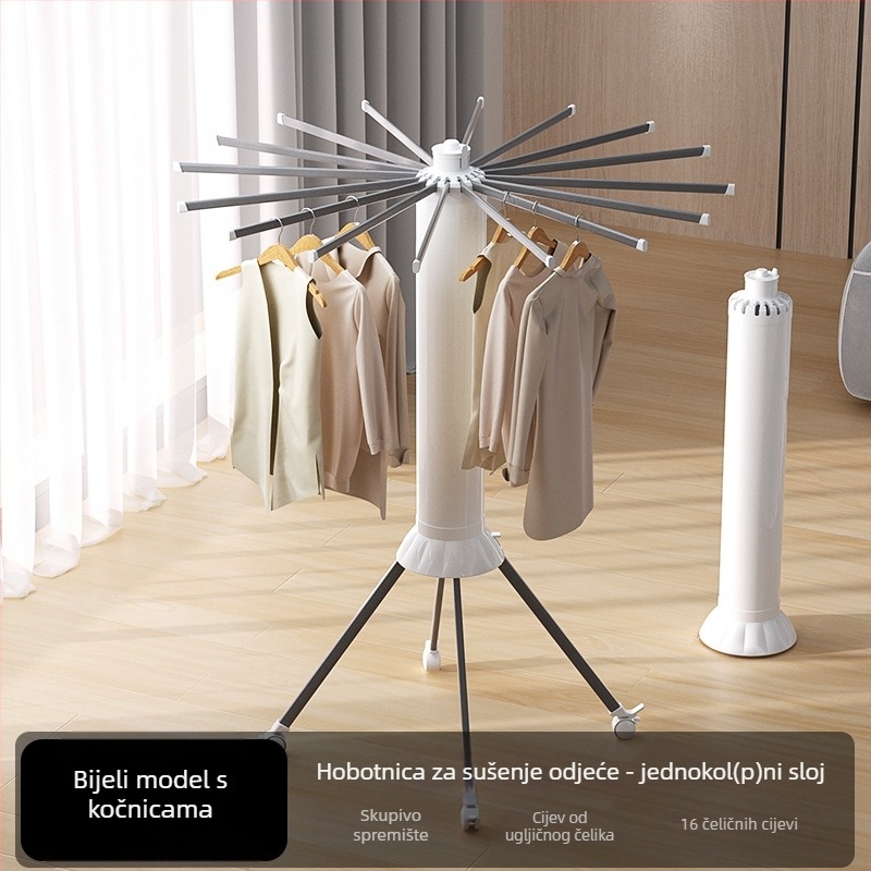 Podna sušilica za odjeću, mobilnog krilnog dizajna, plastična, izvlačna i sklopiva
