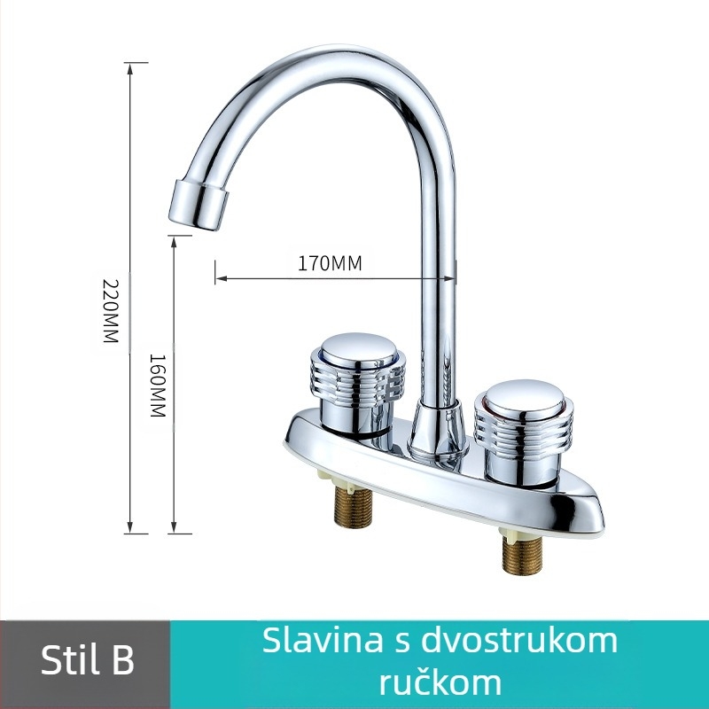 Mjedna slavina za umivaonik s toplom i hladnom vodom, dvostruka rupa, miješalica, model YLE2003