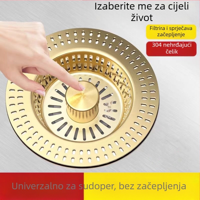 Filter za drez od 304 nehrđajućeg čelika s bounce core - model Golden strainer sink bounce core, marke An Yu, tip bounce, oblik launching, stil Modern simplicity