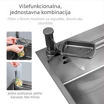 Dozator sapuna s produženim cijevi za kuhinju (Veliki kapacitet, ručni pritisak, ABS, moderni minimalistički stil, Hongfeng)