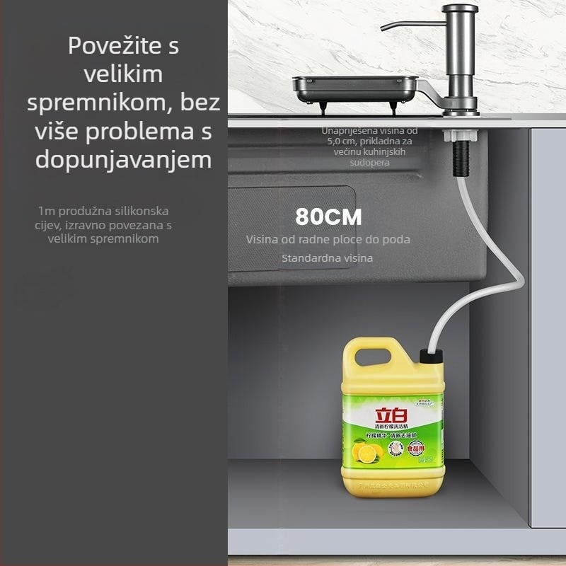 Dozator sapuna s produženim cijevi za kuhinju (Veliki kapacitet, ručni pritisak, ABS, moderni minimalistički stil, Hongfeng)
